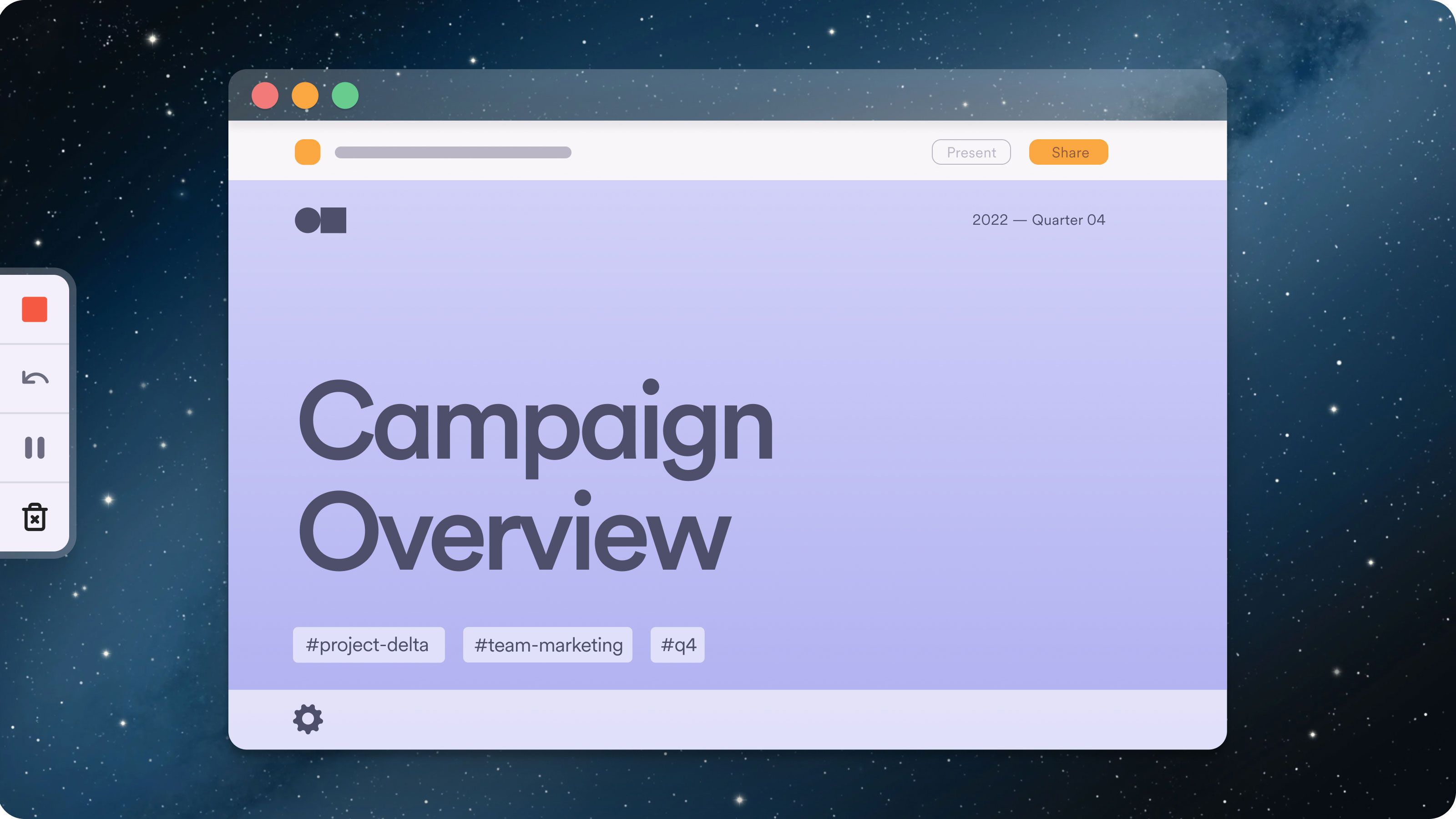 Marketer walks through a campaign overview slideshow using Loom