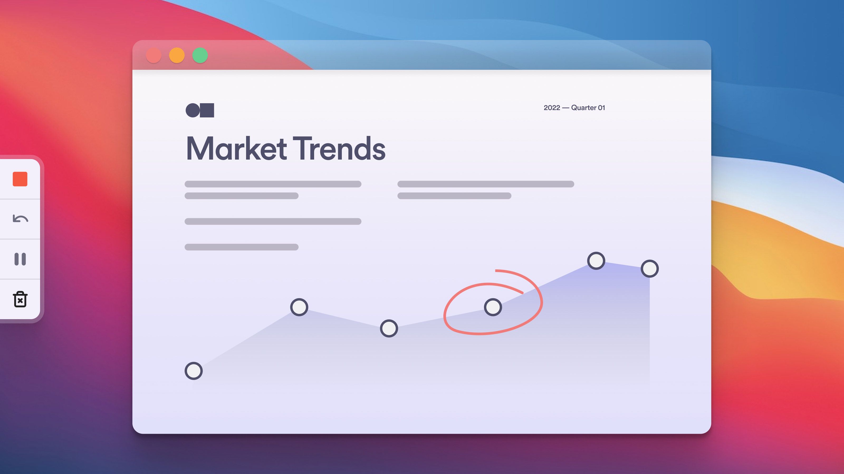 Sales team member walks through Market Trends using Loom, highlighting key areas with the tool.